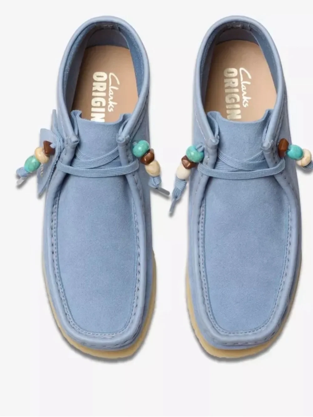 Clark’s Original NWT Wallabee Boot 10 Powder Blue Suede Leather Lace Up Unisex